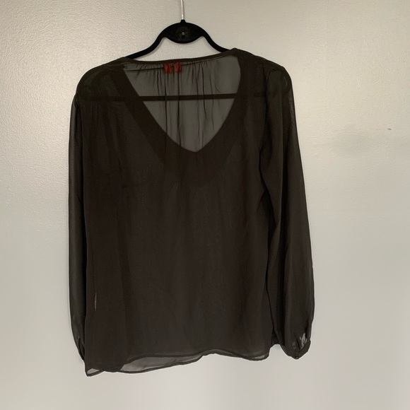 Esprit Jewel Collar Sheer Blouse Black Size M - Picture 3 of 3